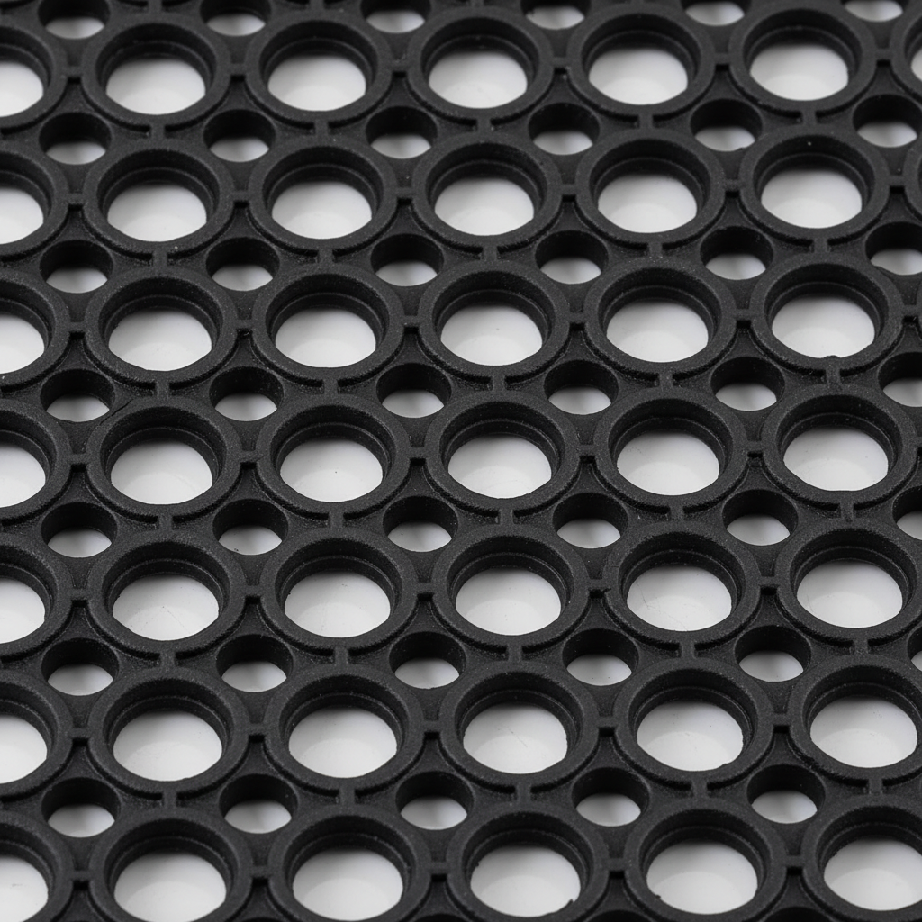Black Anti-Slip Hollow Design Rubber Mat - 40×60 cm