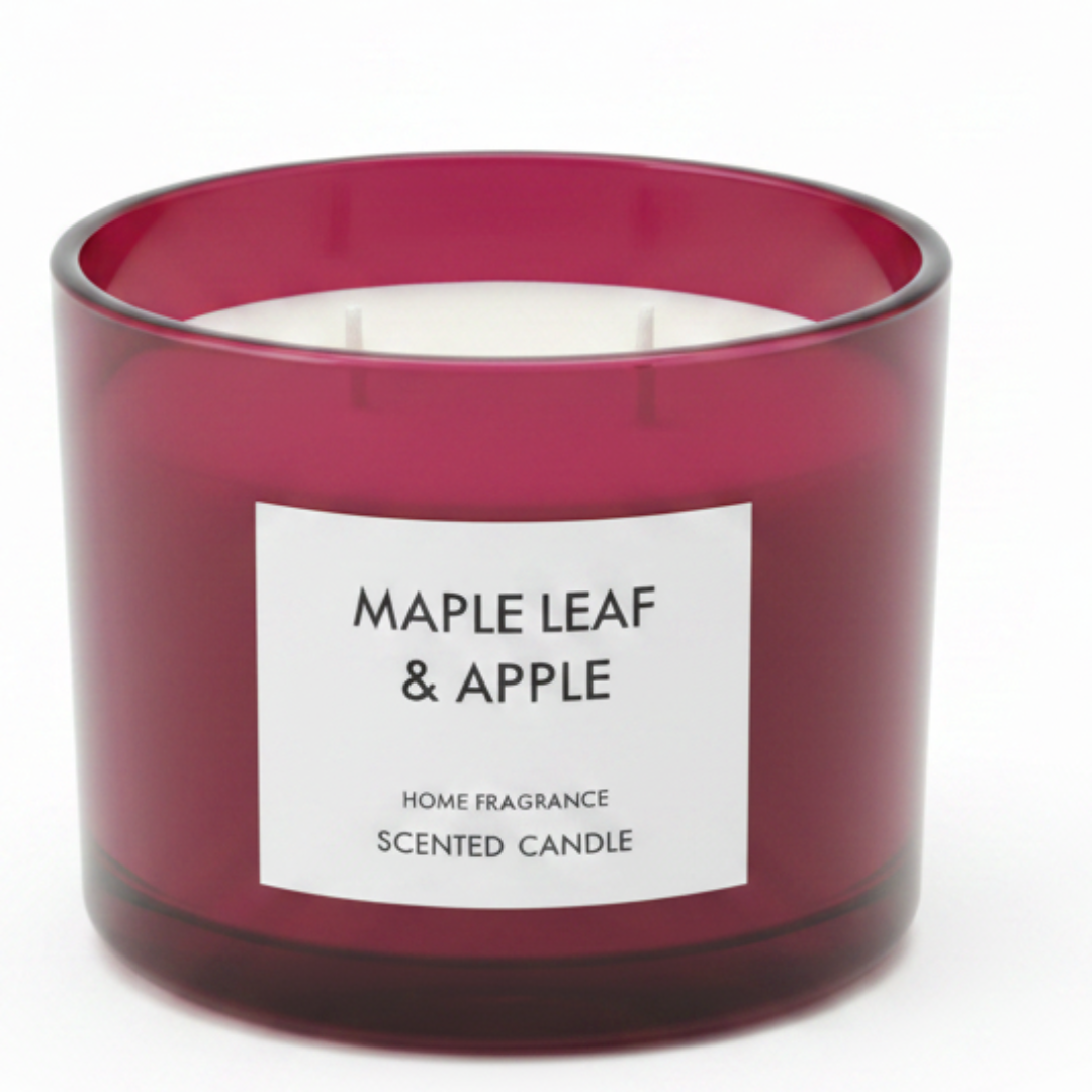 Home Fragrance Scented Candle in Glass Cup | 8×11 cm | Clean Cotton / Maple Leaf & Apple / Amber & Ginger Lily / Pear & Freesia