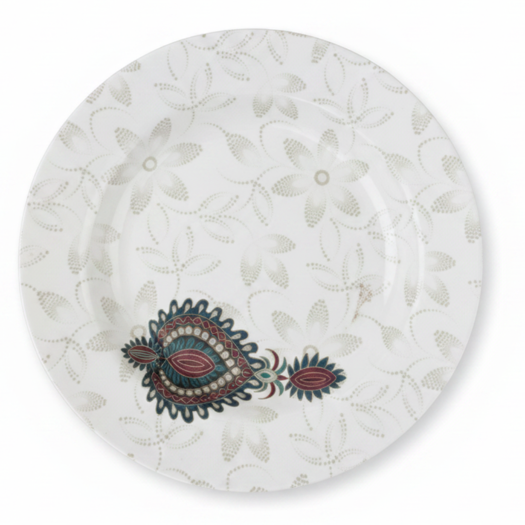 Dinewell White Melamine Side Plate 9 Inch | Elegant Floral Design
