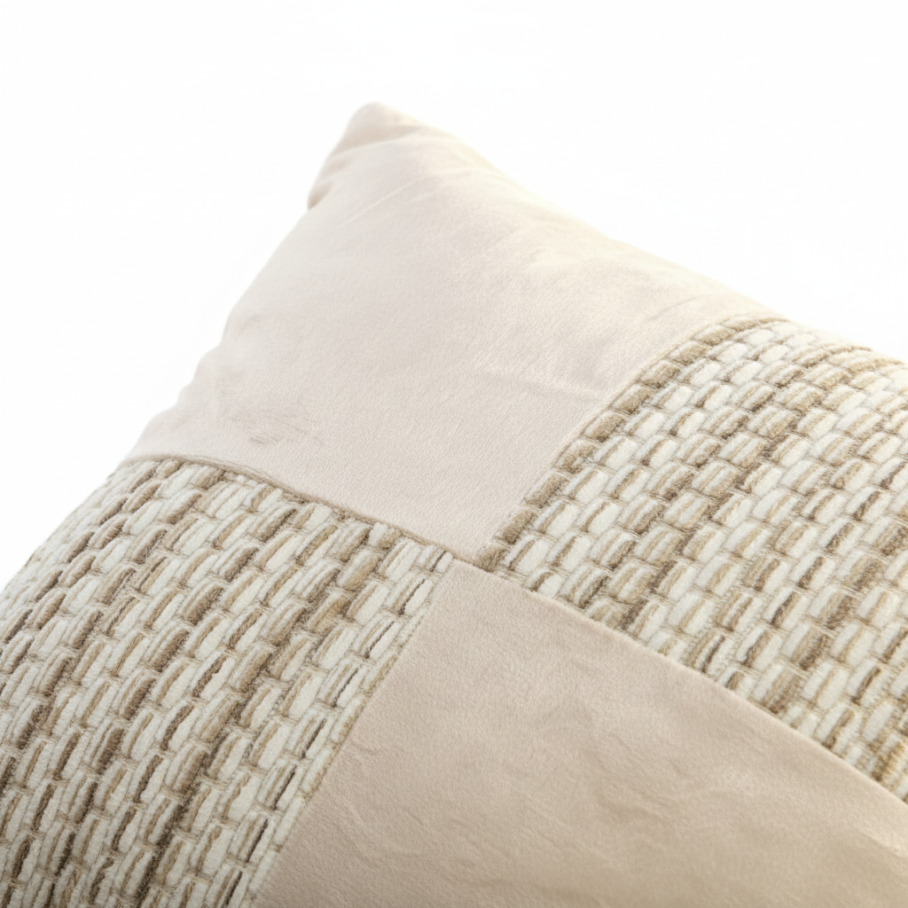 Evlen White Soft Patchwork Cushion - 40×40 cm