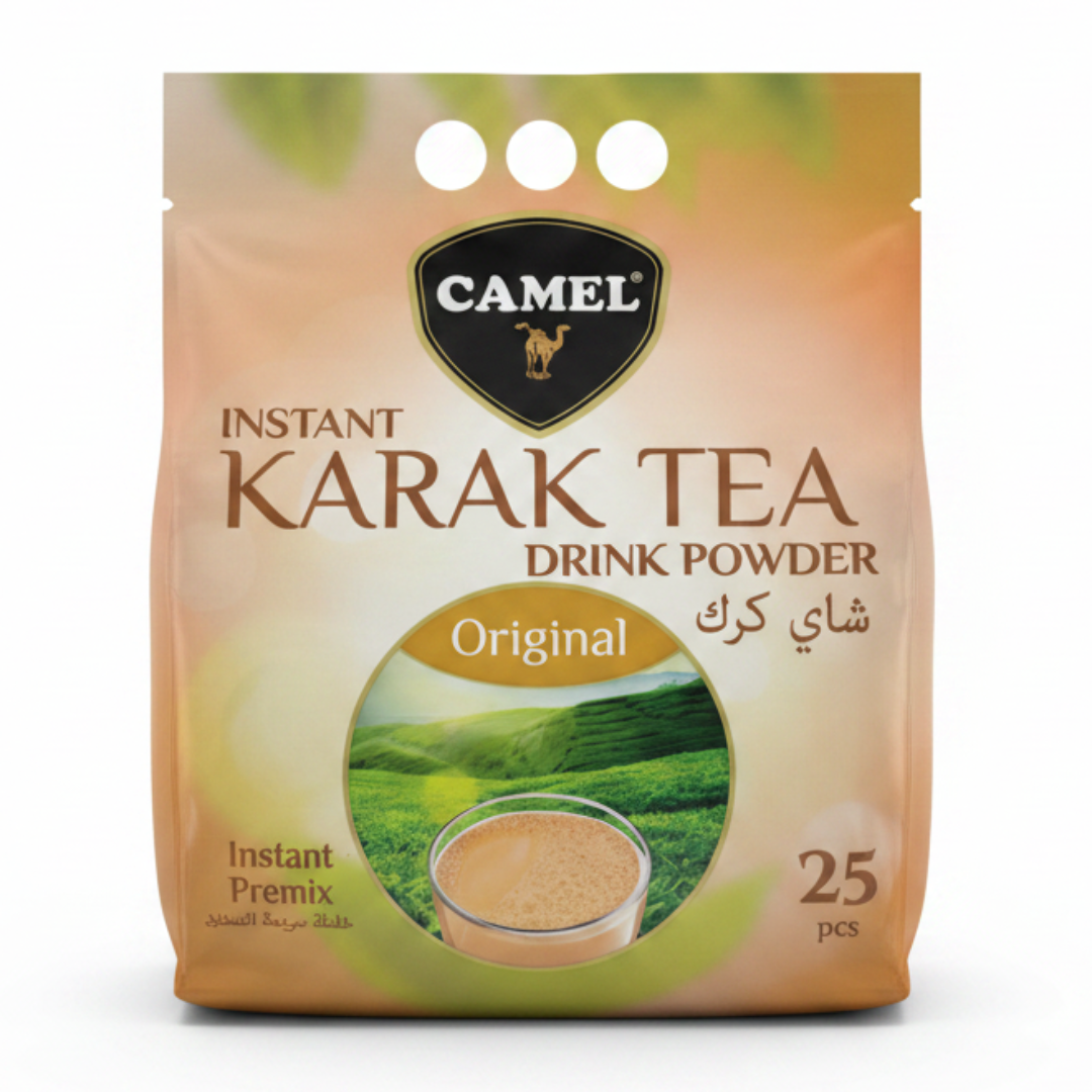 Camel Instant Karak Tea Drink Powder | 25 Sachet Premix | 500g | Cardamom / Original / Saffron / Ginger / Masala