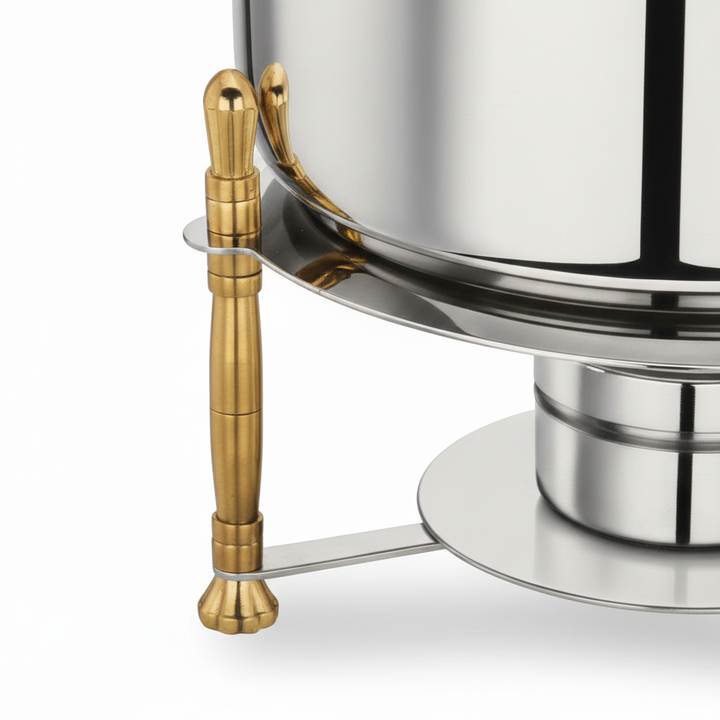 Pradeep Silver & Gold Classic Chafer Round Stainless Steel Chafing Dish - 10 Litres
