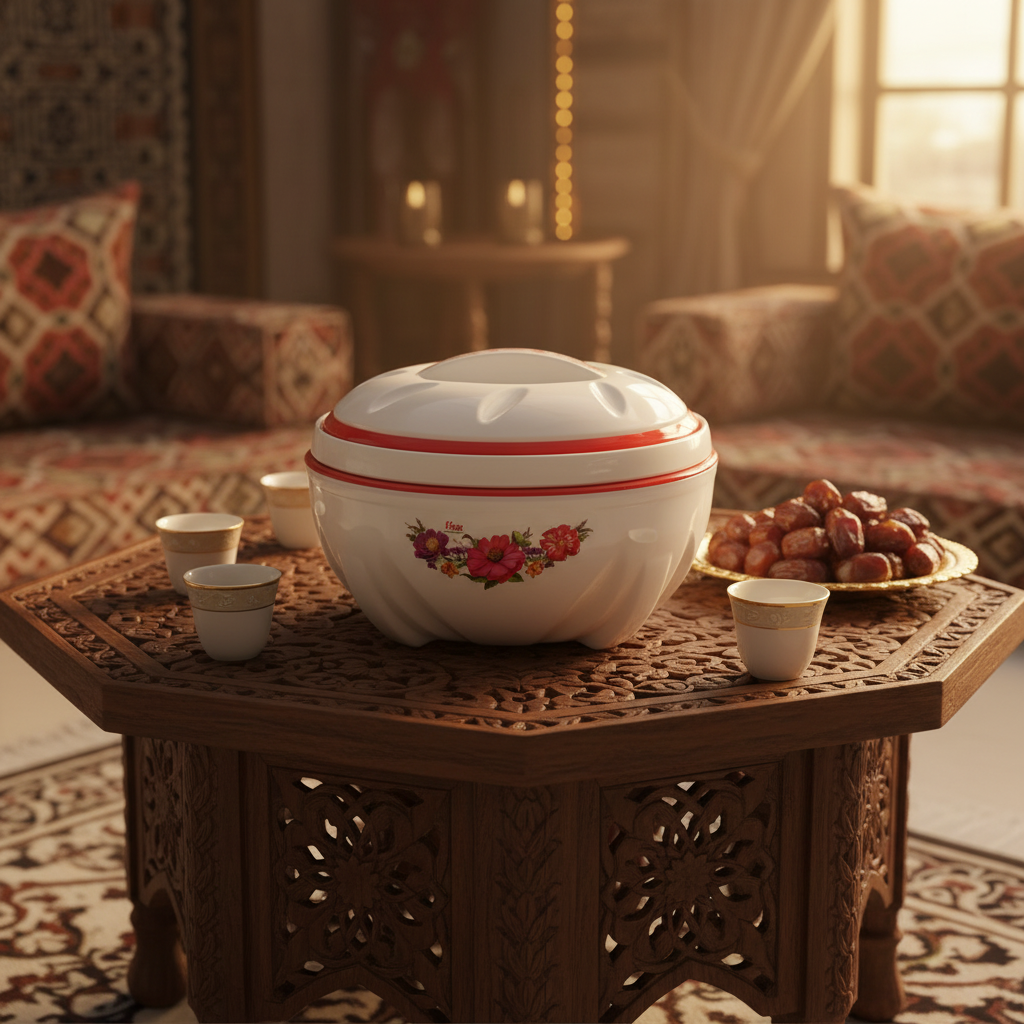 ليفون حافظة طعام حرارية 1000 مل | تصميم أزهار أحمر وأبيض