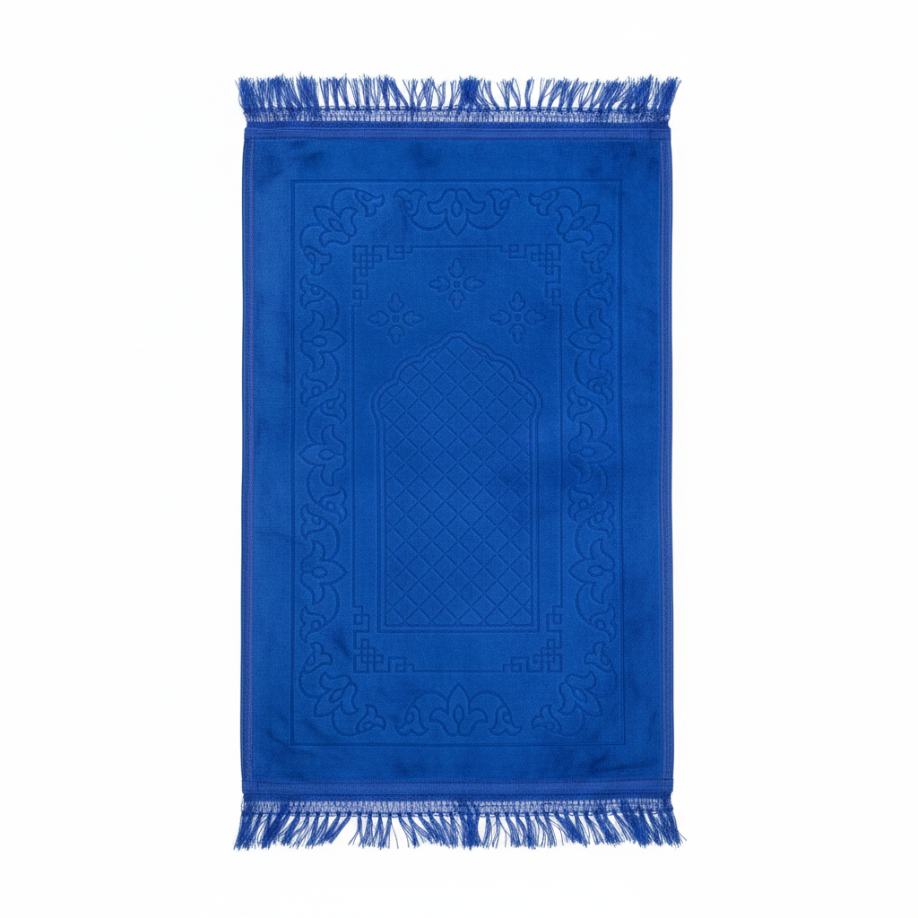 Soft Velvet Prayer Mat - 100 × 65 cm - Brown / Red / Blue