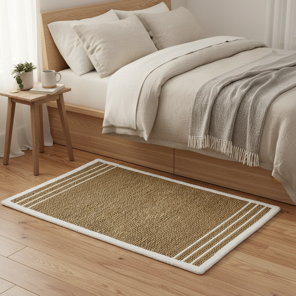 Rectangular Seagrass Mat Natural Braided Rug with White Border - 60×90 cm