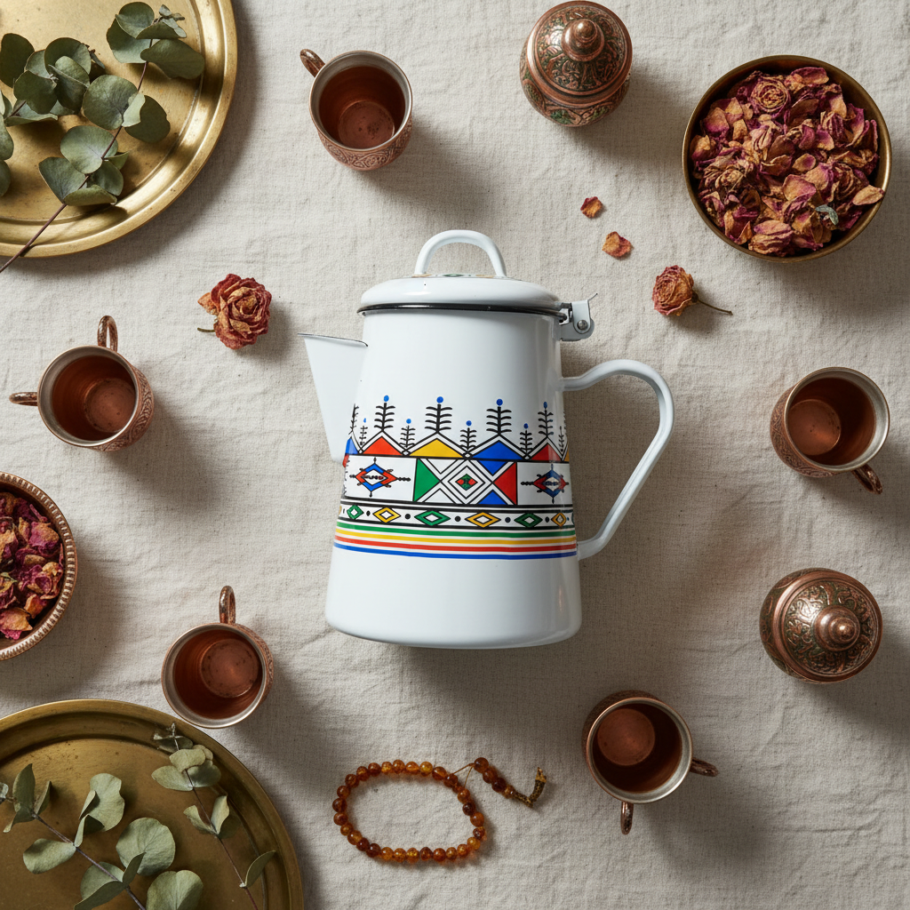 Velvet White Enamel Kettle with Traditional Print โ 1.8 Ltr