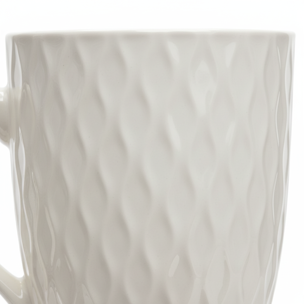 White Diamond Quilted Ceramic Mug – 300ml