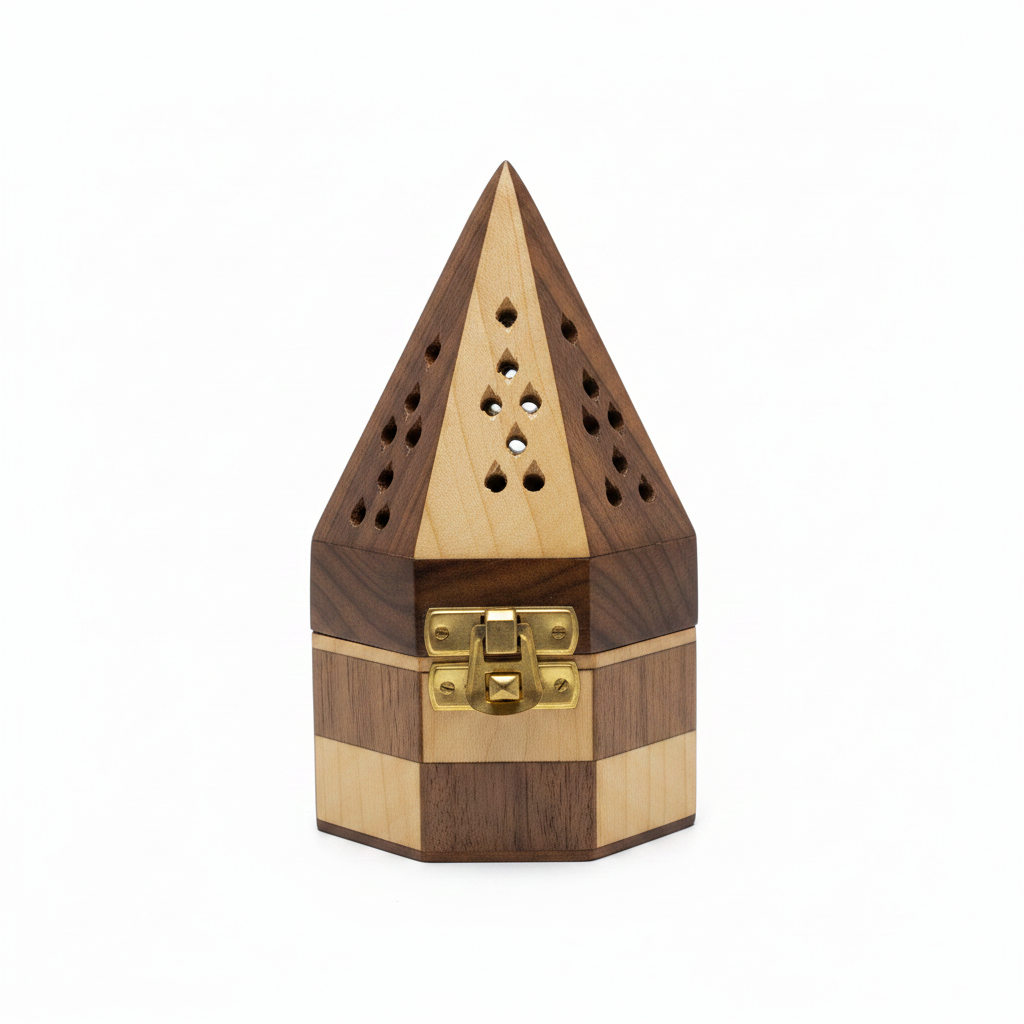 Wooden Pyramid Incense Burner Box - 15×9 cm