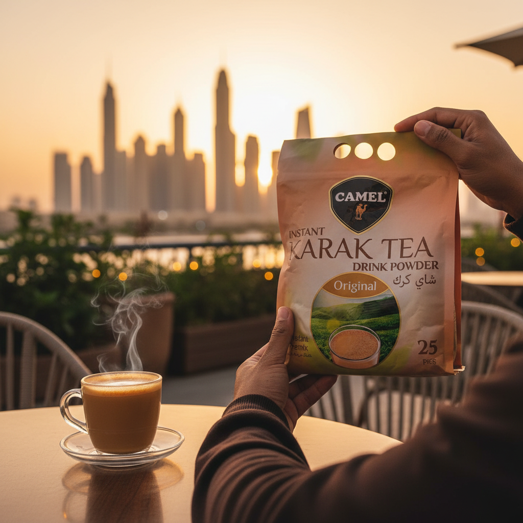 Camel Instant Karak Tea Drink Powder | 25 Sachet Premix | 500g | Cardamom / Original / Saffron / Ginger / Masala