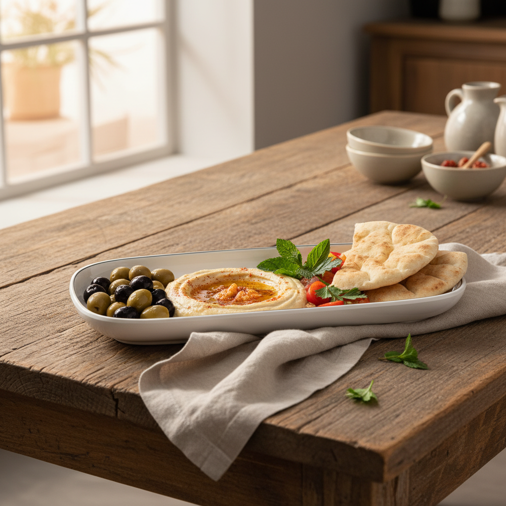 4Ever White Rectangle Melamine Serving Plate with Black Rim | 11 Inch |