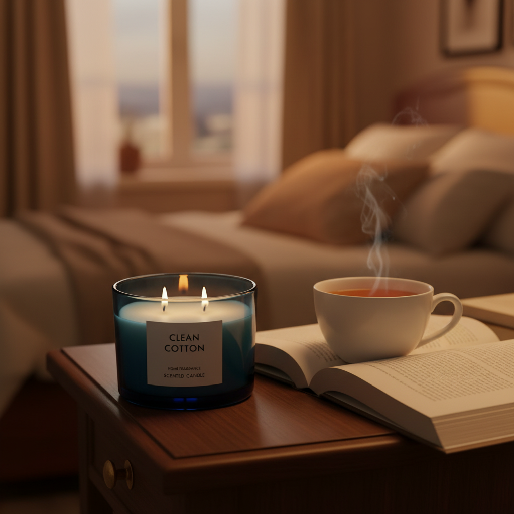 Home Fragrance Scented Candle in Glass Cup | 8×11 cm | Clean Cotton / Maple Leaf & Apple / Amber & Ginger Lily / Pear & Freesia