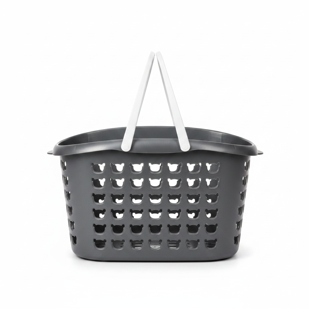 Plastic Multipurpose Basket with Handle - 25×18cm - White - Grey