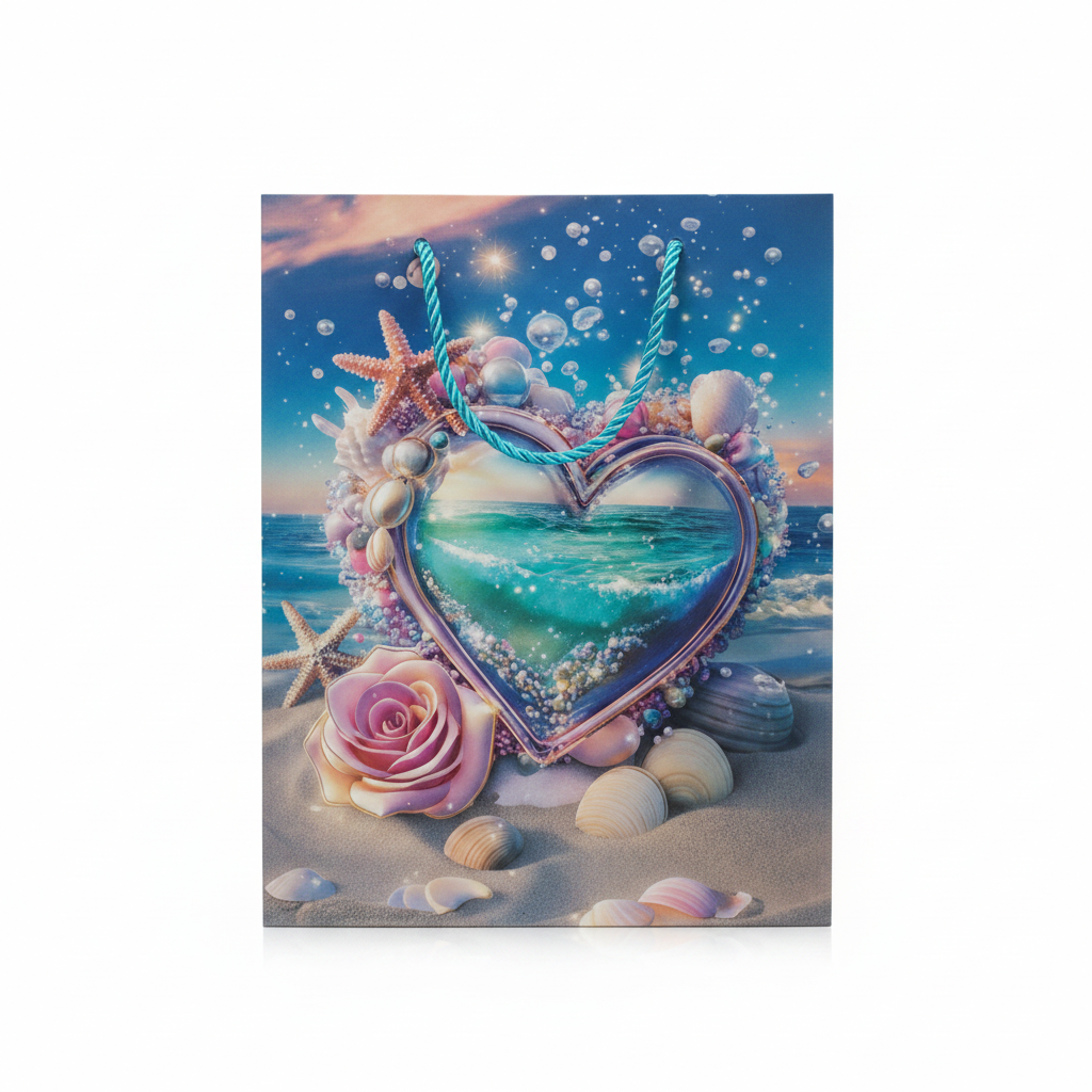 Ocean Heart Paper Gift Bag - 23×18 cm