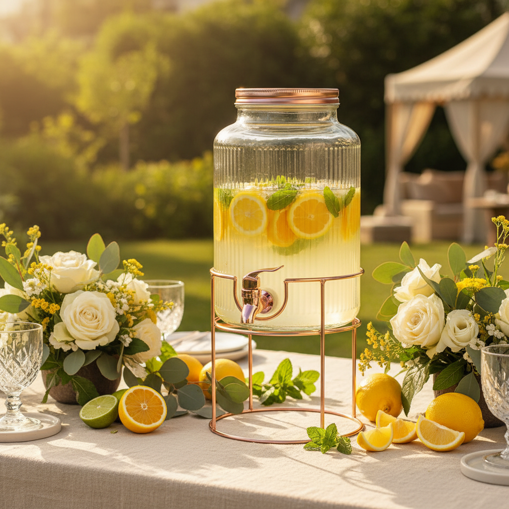 Harmony 6L Glass Beverage Dispenser with Metal Stand