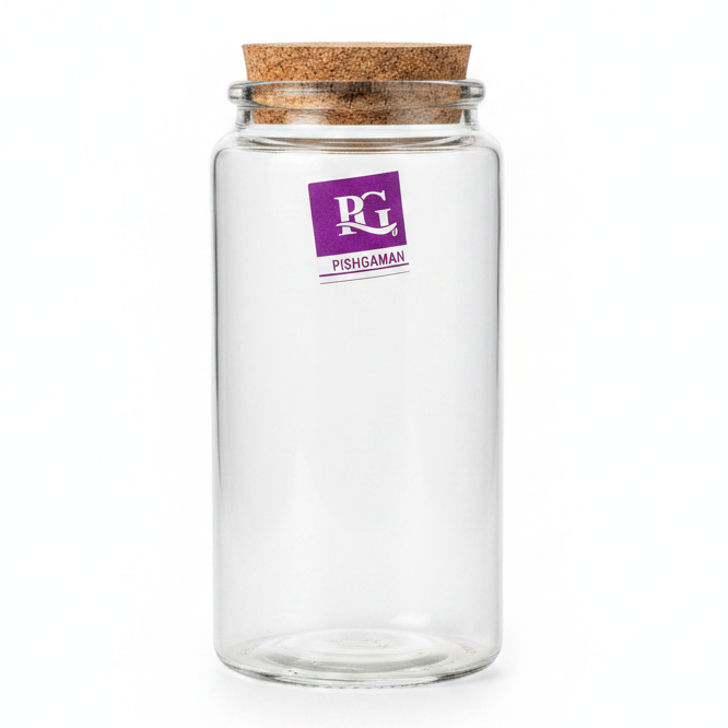 Pishgaman Glass Jar with Cork Lid | 15cm |