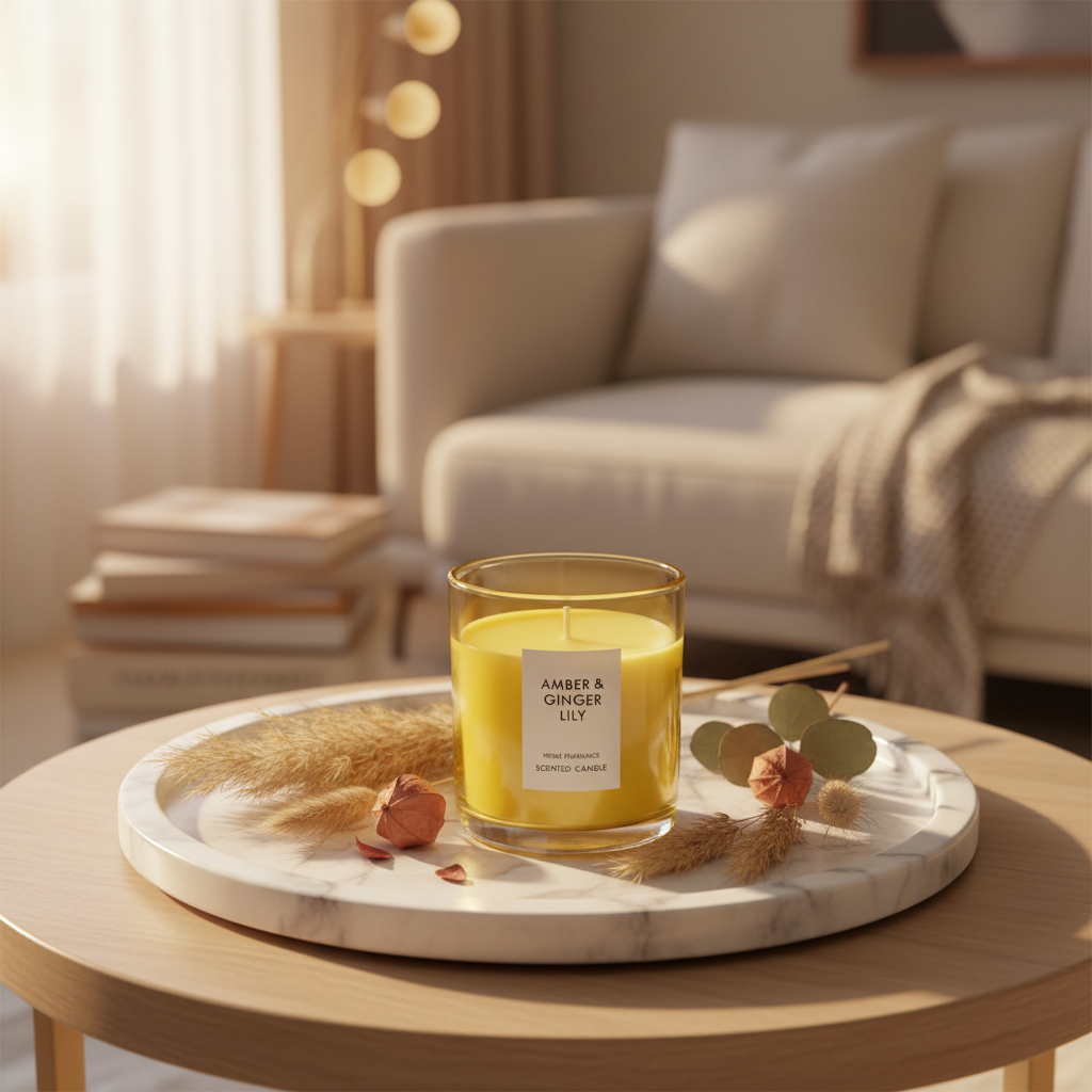 Home Fragrance Scented Candle in Glass Cup | Luxury Aromatherapy Candle | 8×7cm | Amber & Ginger Lily / Pear & Freesia / Clean Cotton / Maple Leaf & Apple