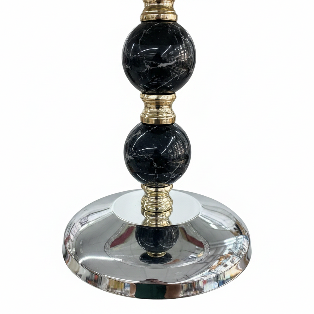 Black & Gold Footed Silver Metal Candy Tray – 23×30cm