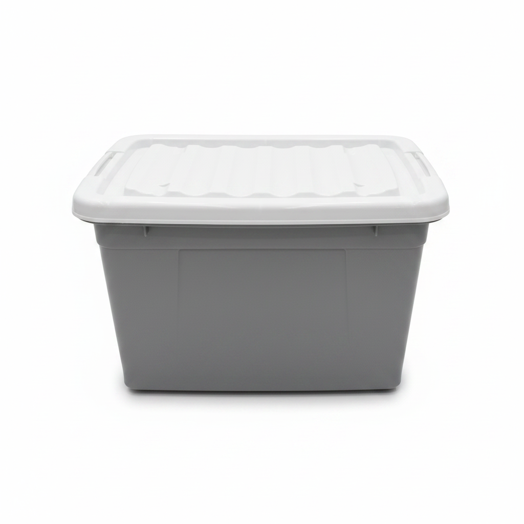 Esqube Plastic Storage Box with Lid & Handle – 25 Litre - Grey / Light Blue / Pink / Sage Green