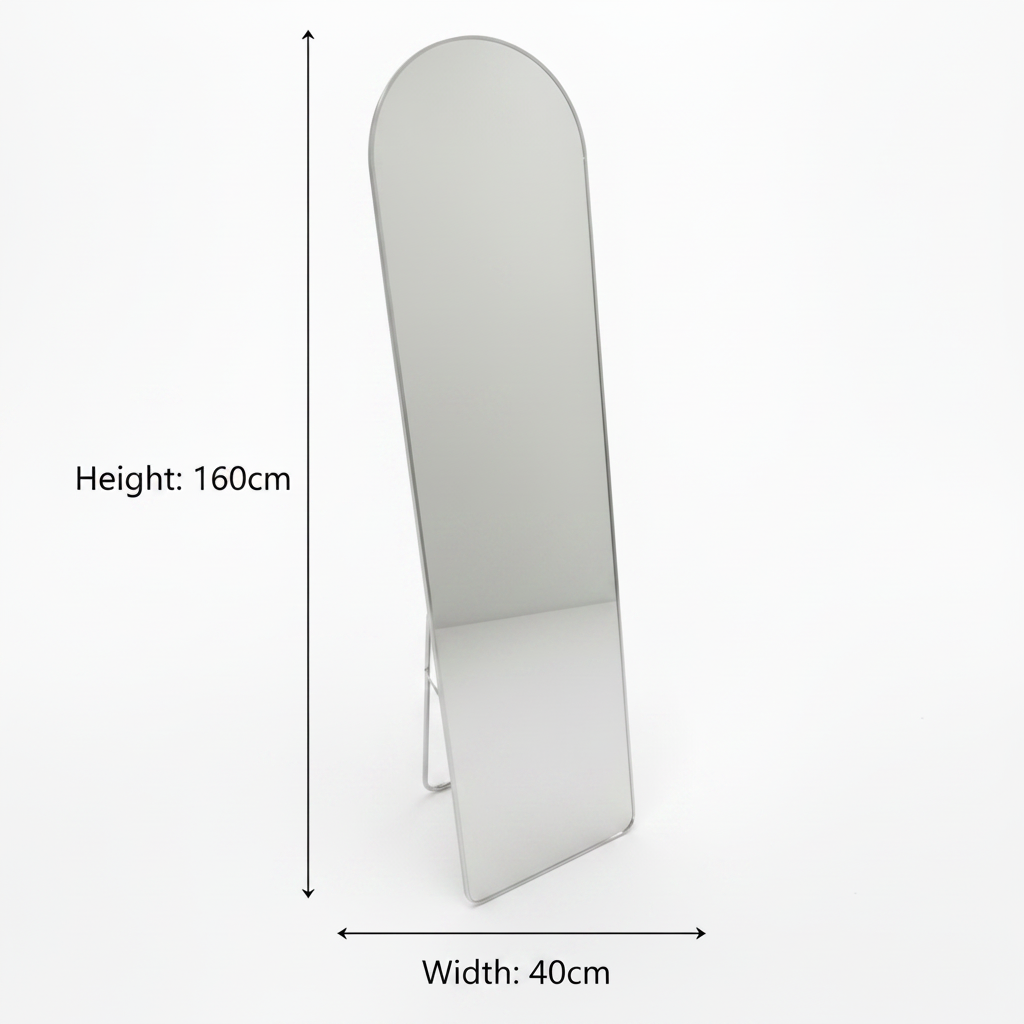 Arched Full-Length Floor Mirror with Metal Stand - 160× 40cm