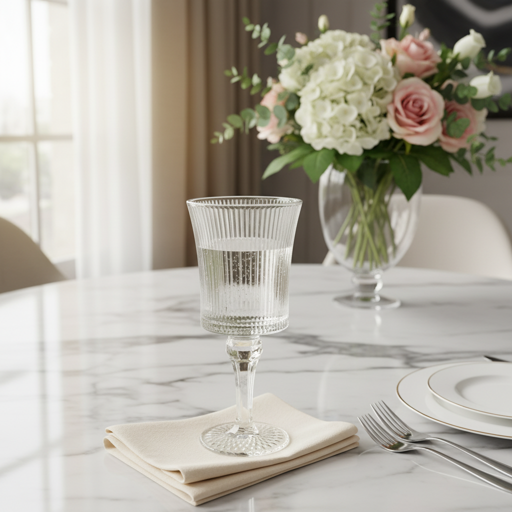 Deli Ribbed Crystal Stem Glass - 250ml