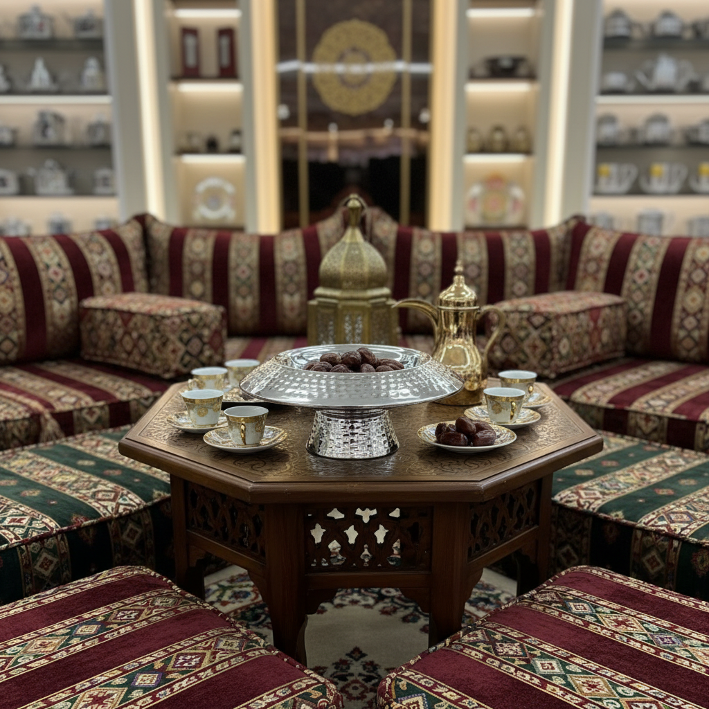 وعاء تمر دائري فضي معدني مطروق بقاعدة مع غطاء أنيق واسع الحافة وقطعة زخرفية على شكل نخلة ذهبية - 22×12 سم