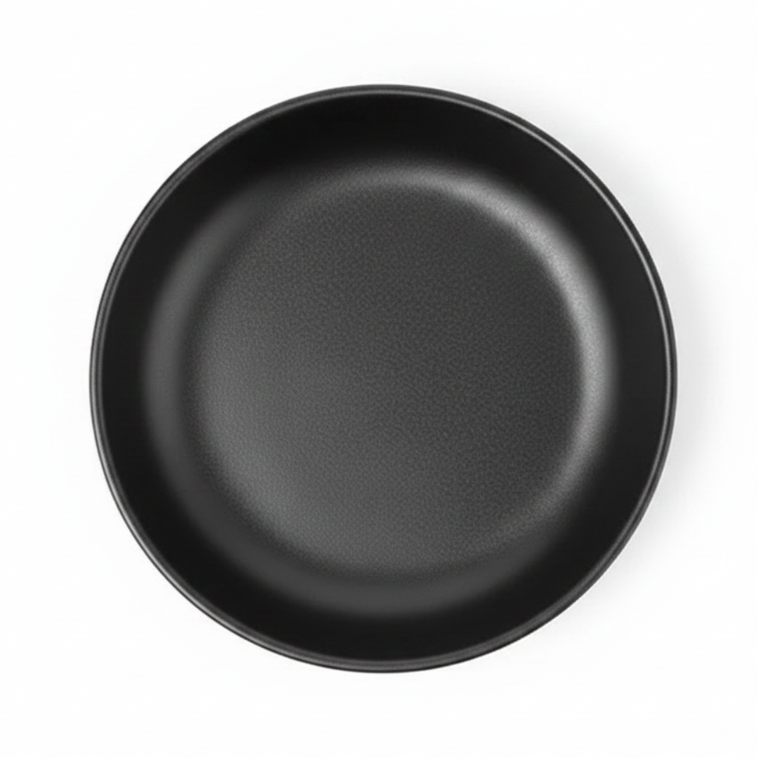 Black Matte Round Ceramic Deep Plate 28.5cm