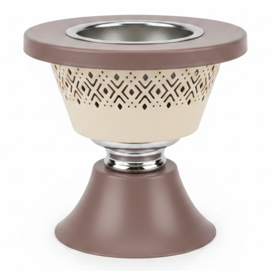 Metal Incense Burner – Mabkhara | 12cm | Arabic Bakhoor Holder | Rose Gold & Green |