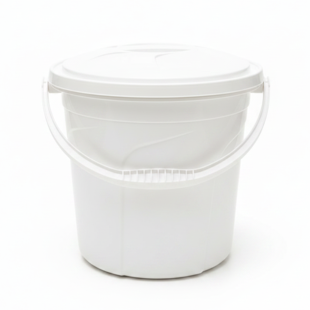 Polytime Plastic Bucket with Lid – 10 Litre - Beige / Grey / White