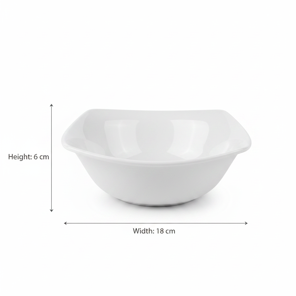 Dynasty Melamine Square Bowl White 18×6 cm