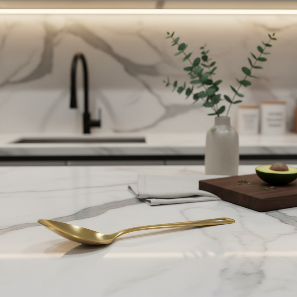 Stainless Steel Serving Spoon 25cm – Gold