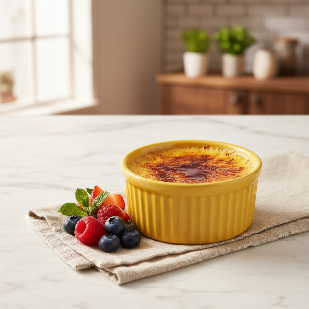 Luxehome Round Yellow Ceramic Ramekin Bowl | 9×4cm