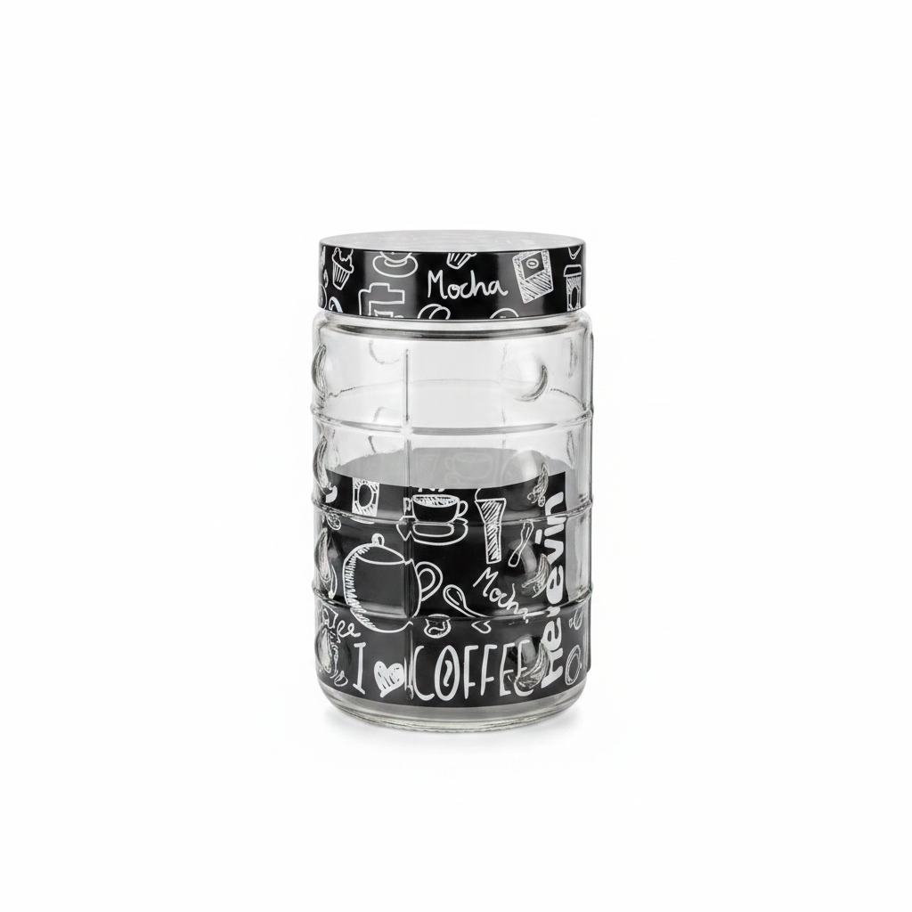 Herevin Glass Storage Jar with Black Lid - 18×10cm / 22×10cm