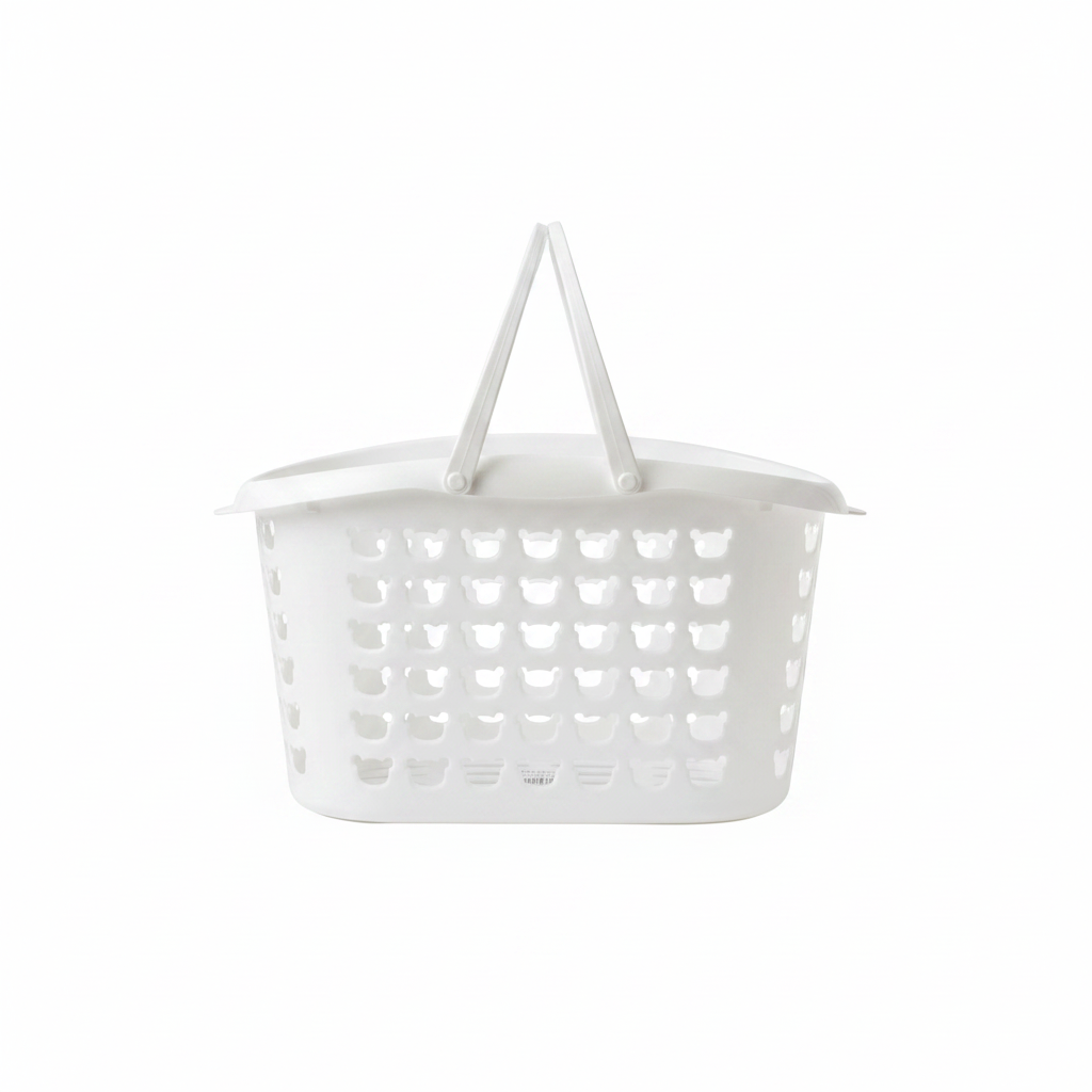 Plastic Multipurpose Basket with Handle - 25×18cm - White - Grey