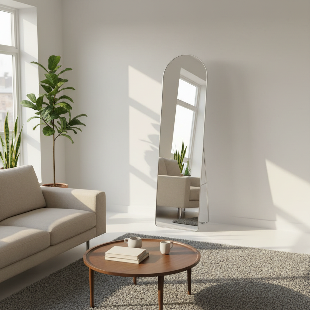 Arched Full-Length Floor Mirror with Metal Stand - 160× 40cm