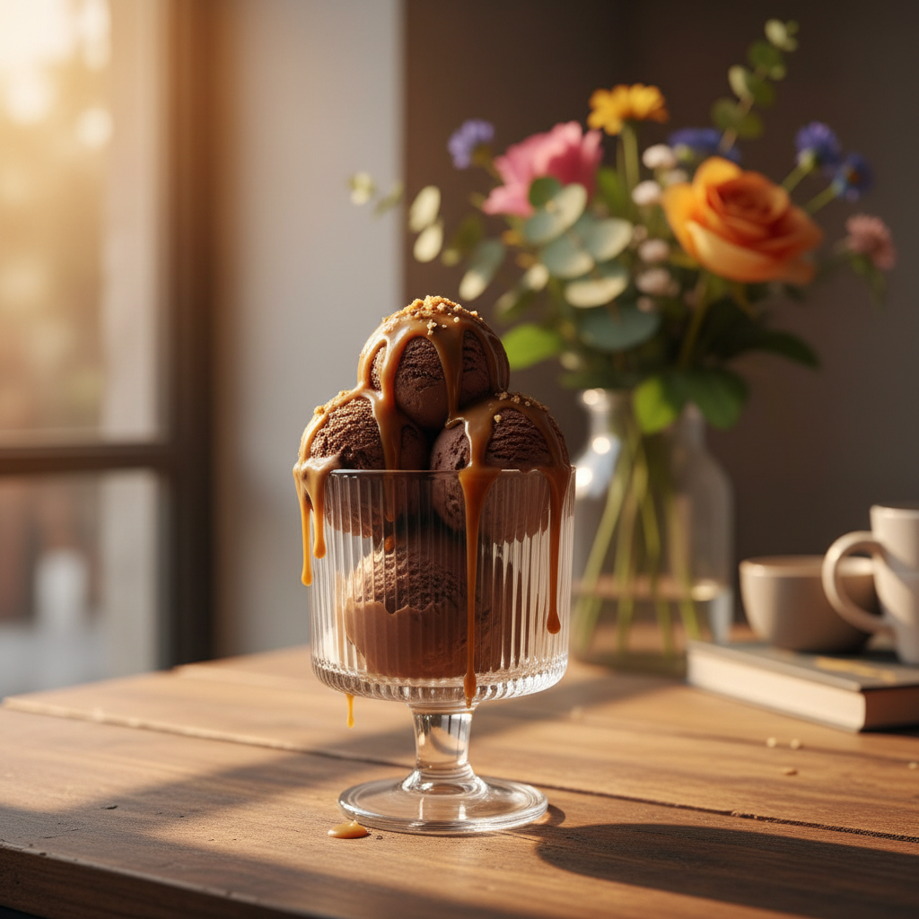 Elegant Ribbed Footed Glass Ice Cream Cup | 150ml |