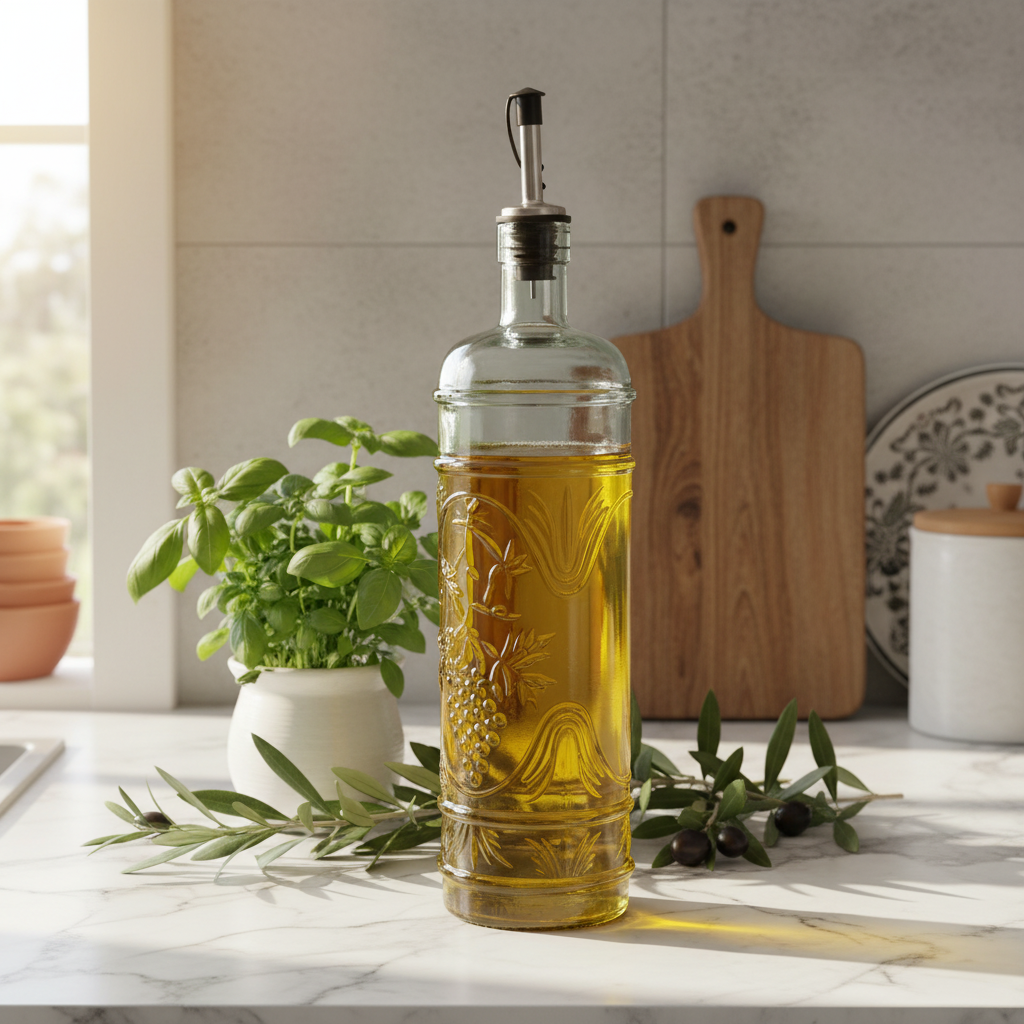 Embossed Glass Oil Dispenser Bottle - 1000ml