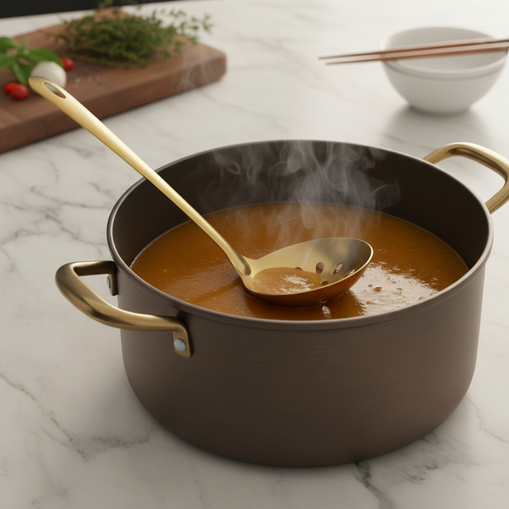 Stainless Steel Slotted Ladle 22cm – Gold
