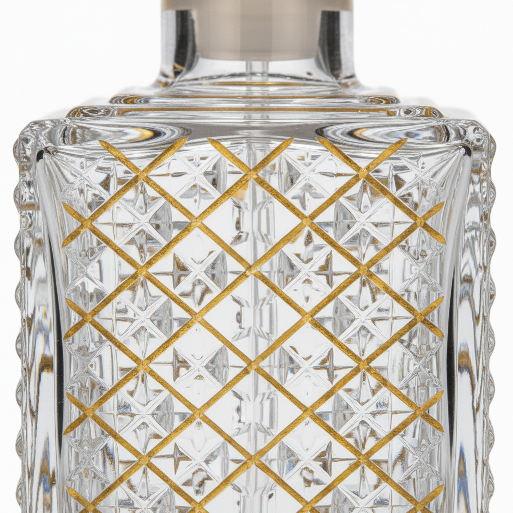 Mayflower Crystal Glass Perfume Bottle with Golden Design — 250ml