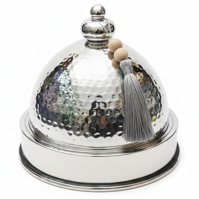 AKDC Metal Tajine Serving Bowl – Luxury Silver Finish, Decorative Arabic Style Tableware, 30 cm