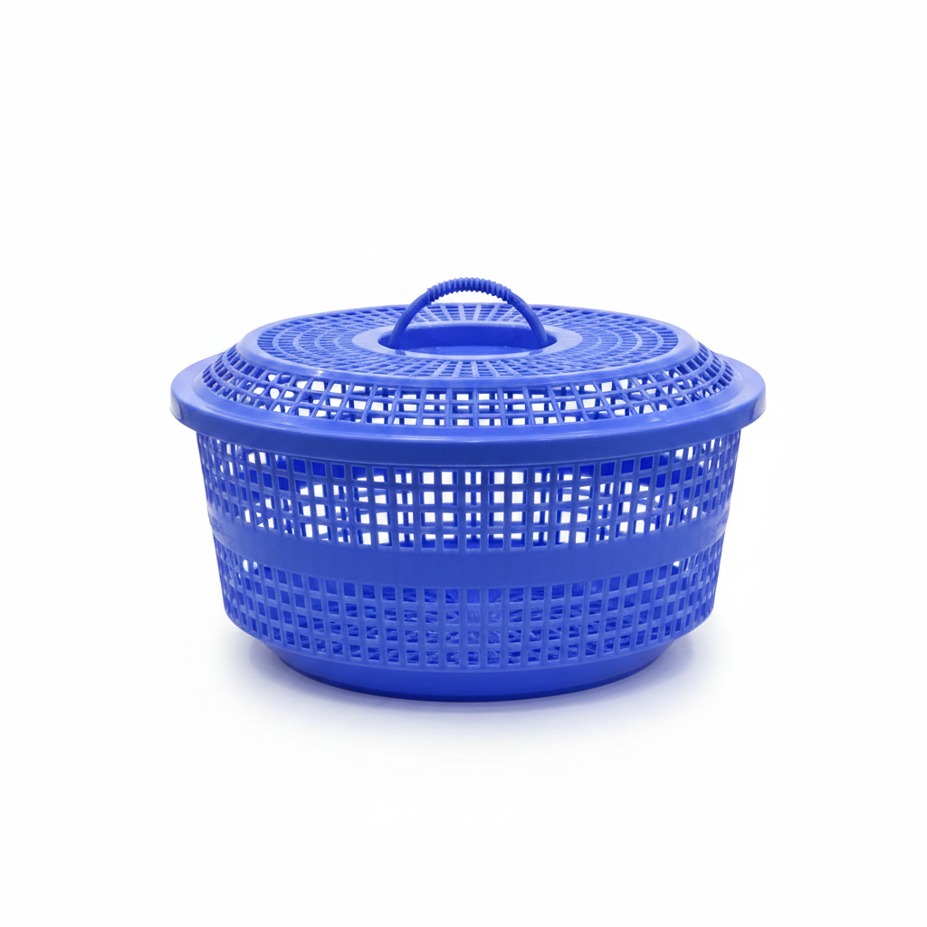 Sofiya Plastic Basket with Lid — 27×12 cm - Pink / Blue