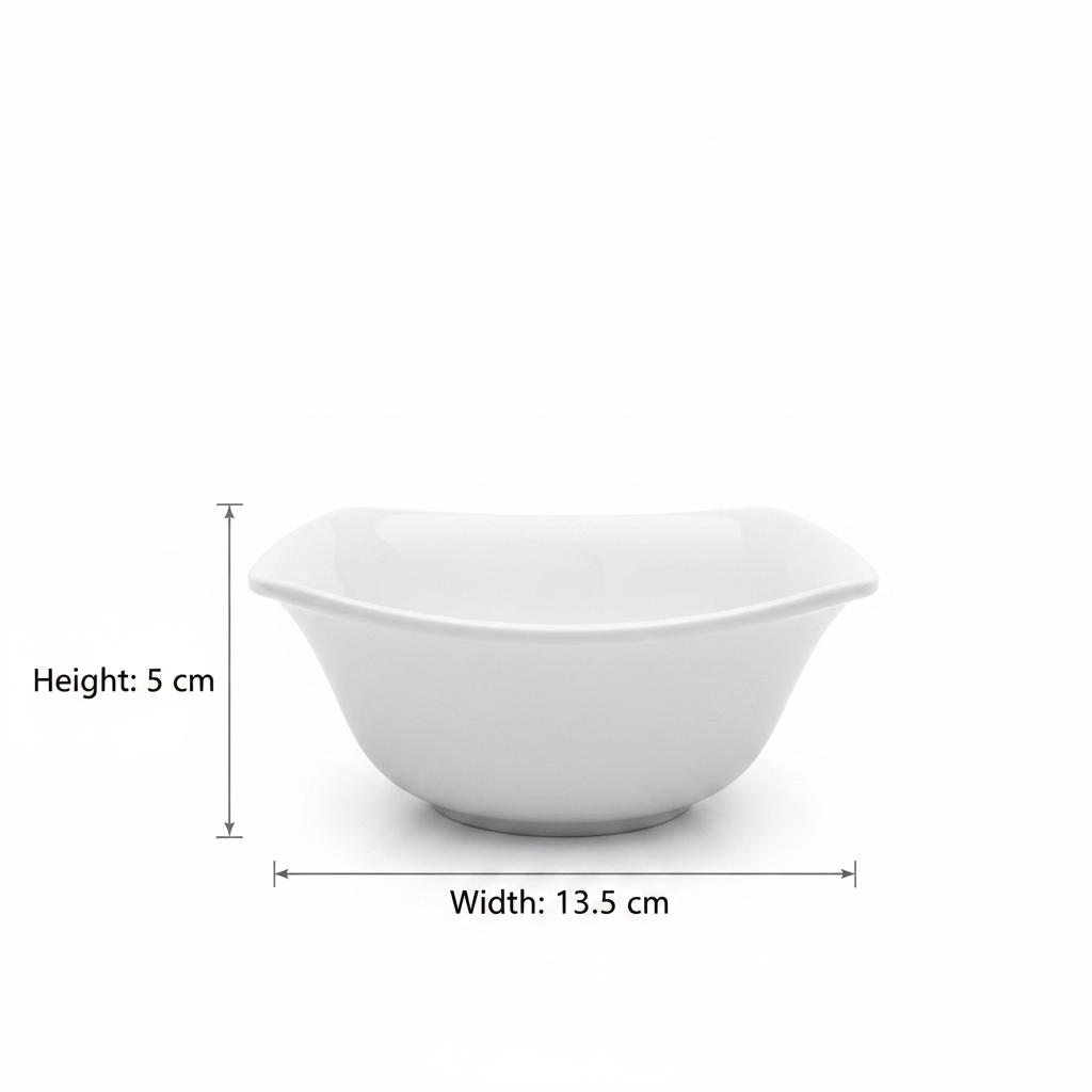 Dynasty Melamine Square Bowl – White – 13.5 × 5 cm