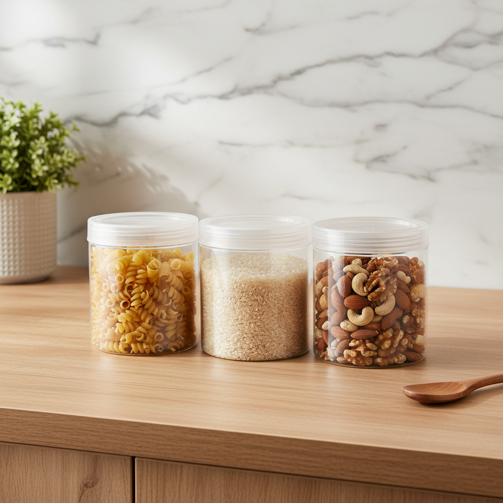 Jiham 3-Piece Clear Plastic Jar Set - 850ml - 10×12 cm
