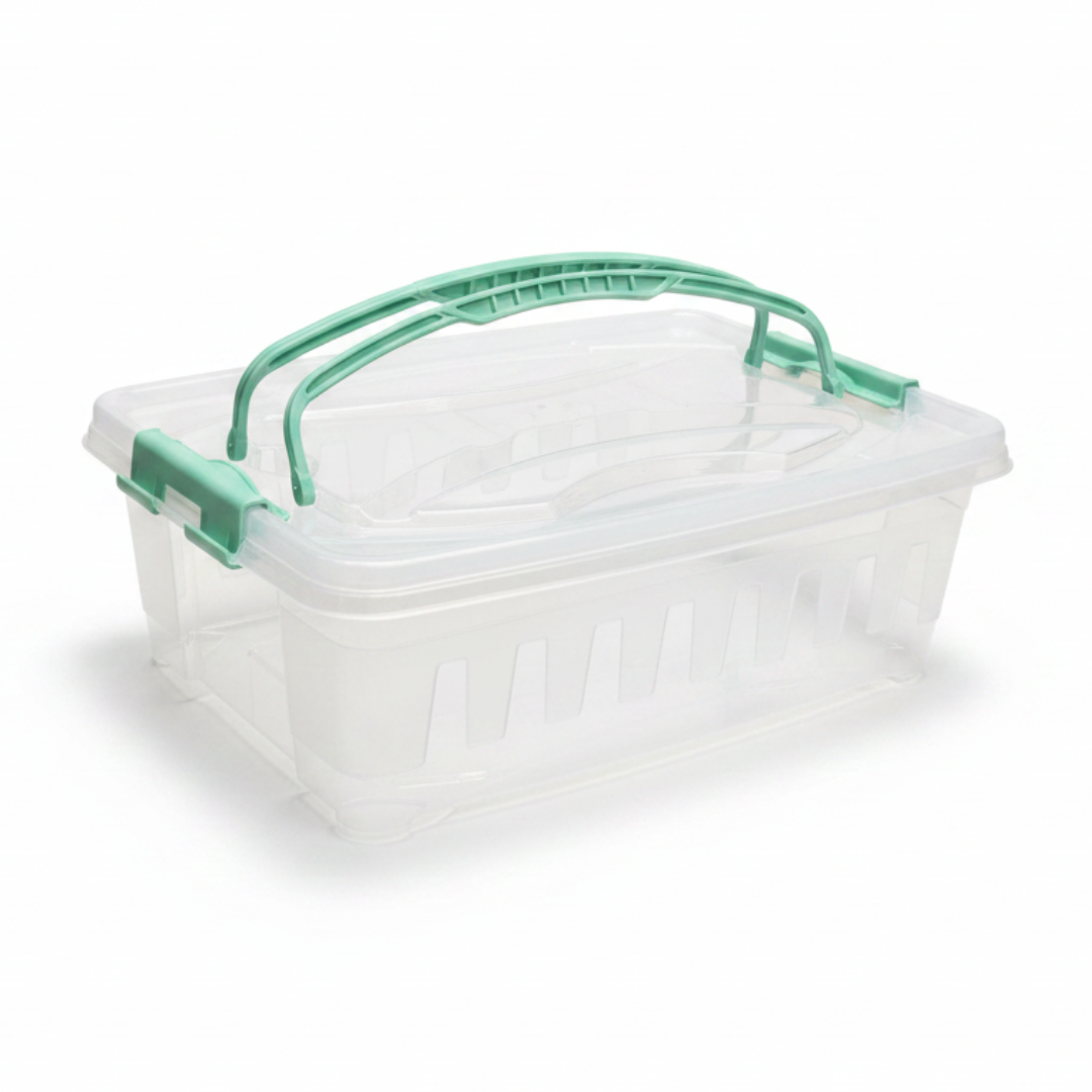 Polytime Rectangular Storage Box with Lid & Handle – 9 Ltr | 380×270×125 mm | Transparent