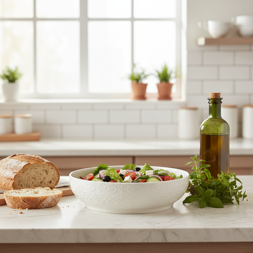 White Ceramic Serving Bowl - 22cm