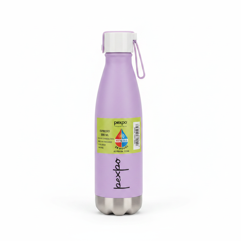 Pexpo Espresso Stainless Steel Vacuum Insulated Water Bottle - 500ml – Lavender / Pink