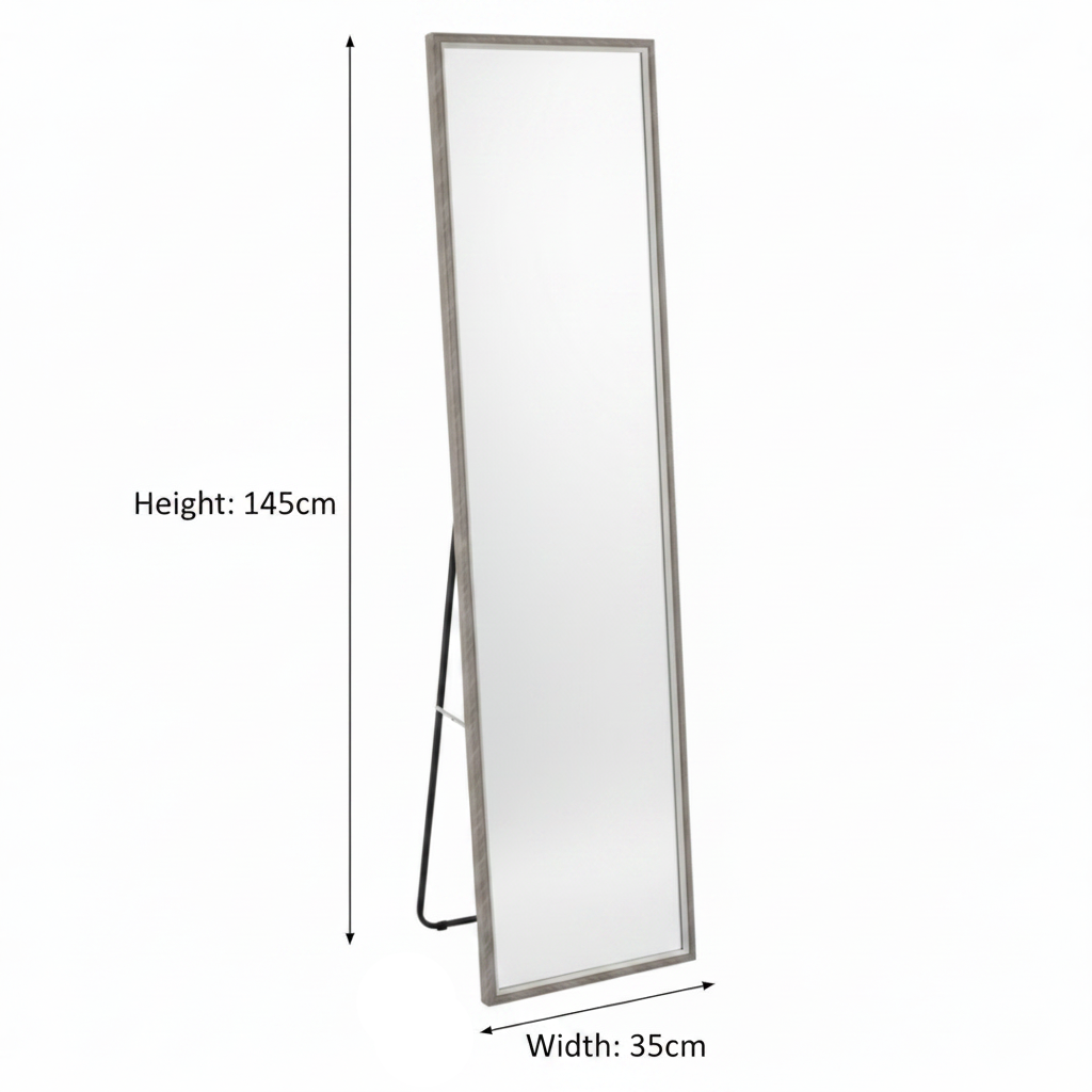 Full-Length Floor Mirror with Metal Stand – 145 × 35 cm