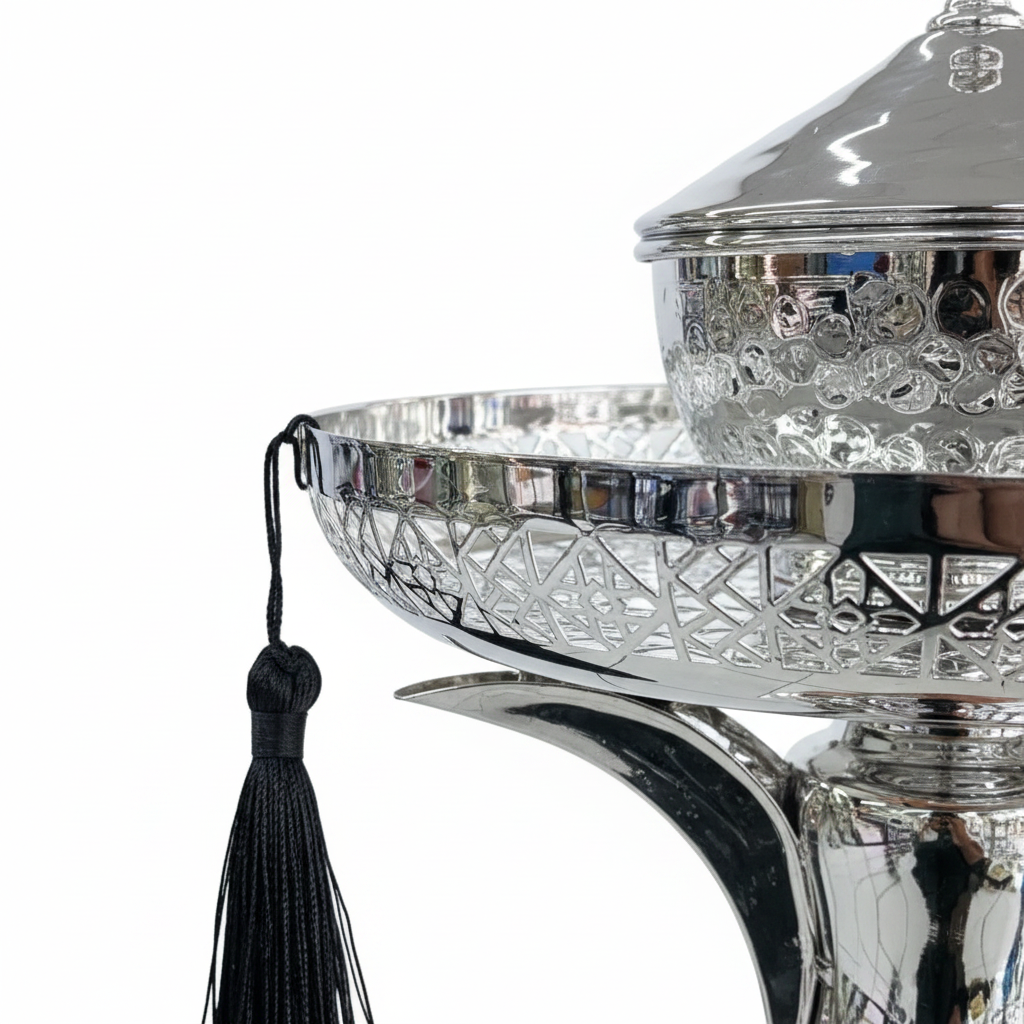 Silver Metal Candy Tray with Dallah Base - 30×23 cm