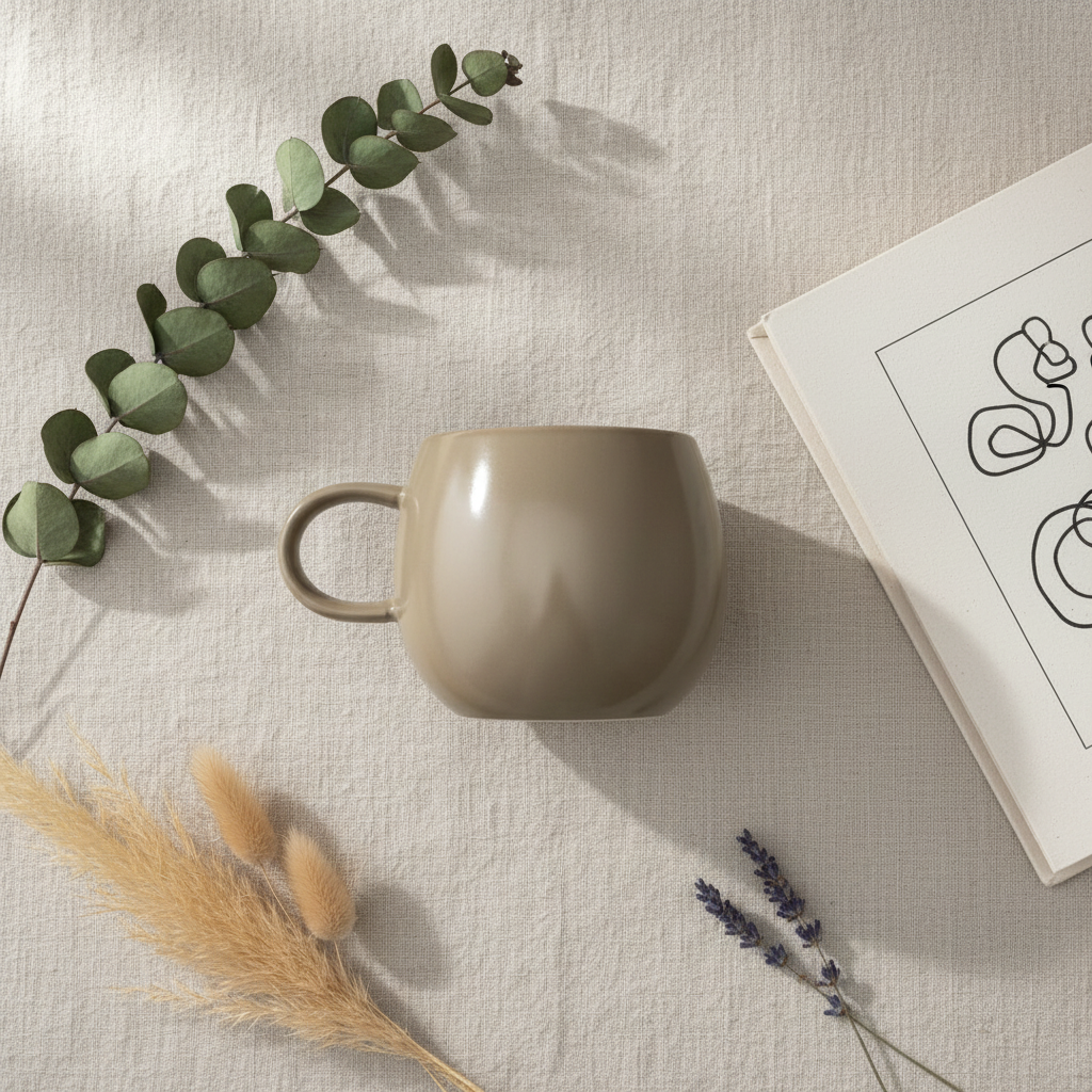 Luhpar Ceramic Mug 500ml — Taupe | Round Belly Design