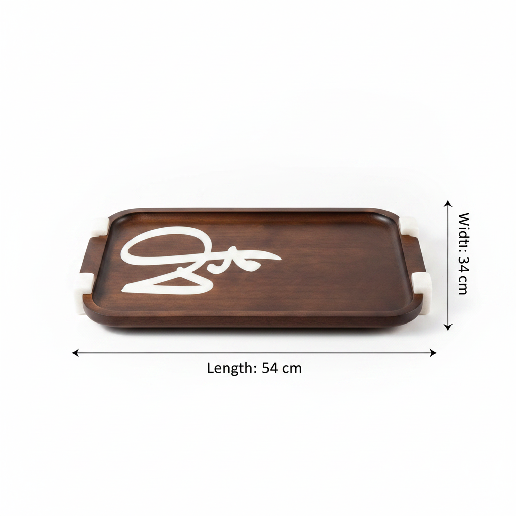Otantik Sidrah - Stainless Steel Serving Tray - Walnut Gold 54*34 cm