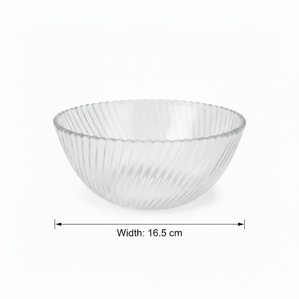 Neo Alpha Clear Ribbed Glass Bowl – 16.5cm